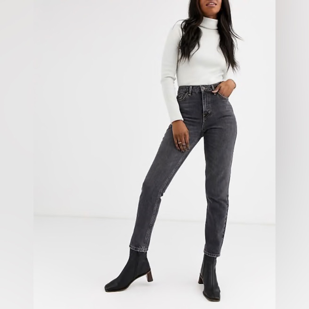 Topshop Moms MOTO Jeans Black Stone Wash Denim